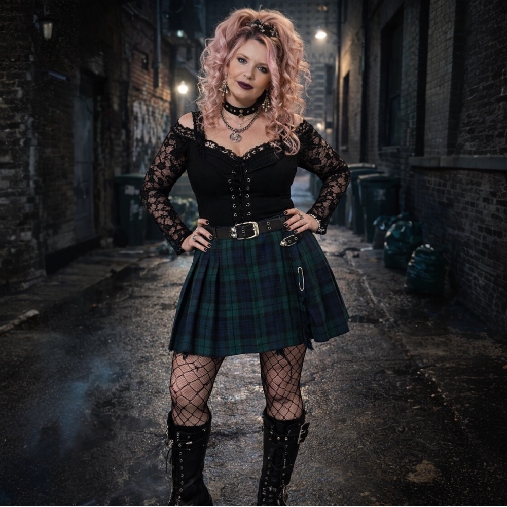 Vintage Plaid Pleated Kilt Skirt Punk Goth Grunge Size 26